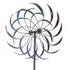 The Original Rainbow Wind Spinner;  Decorative Lawn Ornament Wind Mill; Tri-Colored Kinetic Garden Spinner -Outdoor Yard Lawn & Garden Rainbow Windmil