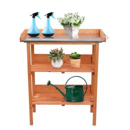 Wooden Outdoor Garden Workbench Station  Three Layers Xh
