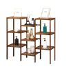 100% Bamboo High-Grade Plant Shelf Multi-Functional 9-Layer Shelf Flower Pot Shelf Display Shelf 96 * 90 * 33Cm-Dark Brown Rt