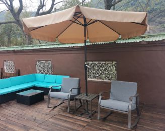 10 Ft Patio Umbrella Market Round Umbrella Outdoor Garden Umbrella With Crank And Push Button Tilt For Garden Backyard Pool Shade Outside Brown Rt