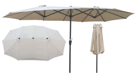 15X9Ft Double-Sided Patio Umbrella Outdoor Market Table Garden Extra Large Waterproof Twin Umbrellas With Crank And Wind Vents For Garden Deck Backyar