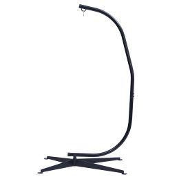 Hammock Chair Stand Only - Metal C-Stand For Hanging Hammock Chair,Porch Swing - Indoor Or Outdoor Use - Durable 300 Pound Capacity,Black