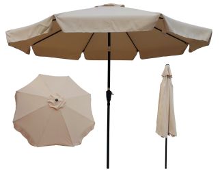 10 Ft Patio Umbrella Market Table Round Umbrella Outdoor Garden With Crank And Push Button Tilt For Garden Deck Backyard Pool Shade Outside Rt