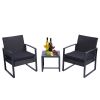 3 Pieces Patio Set Outdoor Wicker Patio Furniture Sets Modern Set Rattan Chair Conversation Sets With Coffee Table For Yard And Bistro (Black) Rt