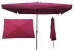 10 X 6.5Ft Rectangular Patio Outdoor Market Table Umbrellas With Crank And Push Button Tilt For Garden Pool Shade Swimming Pool Market Rt