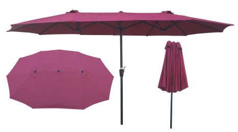 15Ftx9Ftdouble-Sided Patio Umbrella Outdoor Market Table Garden Extra Large Waterproof Twin Umbrellas With Crank And Wind Vents For Garden Deck Backya