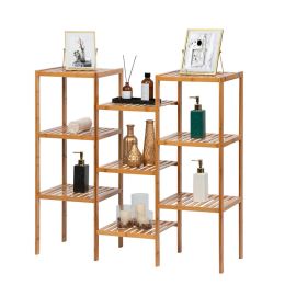 9 Tiers Bamboo Plant Stand Rack, Multifunctional Storage Rack Pots Holder For Patio Garden Corner Balcony Living Room Xh