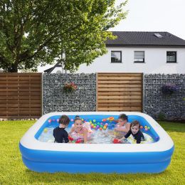 Free Shipping 102*70*22In Blue Pvc Cuboid With Wall Thickness Of 0.3Mm For Inflatable Swimming Pool  Full-Sized Family Kiddie Blow Up Pool For Kids, A