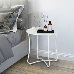 Metal Patio Side Table 18Ã‚â‚¬Â X 18Ã‚â‚¬Â Heavy Duty Weather Resistant Anti-Rust Outdoor End Table Small Steel Round Coffee Table Porch Table Snack Table F