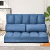 Double Chaise Lounge Sofa Floor Couch And Sofa With Two Pillows For Living Room (Blue) Rt