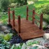Garden Bridge, Classic Wooden Arch With Safety Rails Footbridge, Decorative Pond Landscaping, Backyard Creek Or Farm Xh