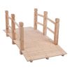 Free Shipping Garden Bridge, Classic Wooden Arch With Safety Rails Natural Finished Footbridge, Decorative Pond Landscaping, Backyard Creek Or Farm  Y