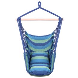 Free Shipping Hammock Chair Distinctive Cotton Canvas Hanging Rope Chair With Pillows Blue Yj