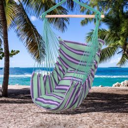 Free Shipping Distinctive Cotton Canvas Hanging Rope Chair With Pillows Green Yj