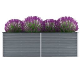 Garden Raised Bed Galvanized Steel 94.5"X31.5"X31.3" Gray