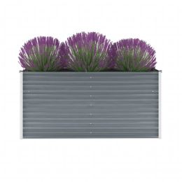 Garden Raised Bed Galvanized Steel 63"X15.7"X31.3" Gray