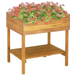 Raised Garden Planter 30.9"X23"X30.9" Solid Acacia Wood
