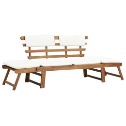 Garden Bench With Cushions 2-In-1 74.8' Solid Acacia Wood