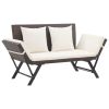 Garden Bench With Cushions 69.3" Brown Poly Rattan