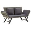 Garden Bench With Cushions 69.3" Gray Poly Rattan