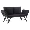 Garden Bench With Cushions 69.3" Black Poly Rattan