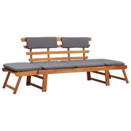 2-In-1 Garden Daybed With Cushion 74.8" Solid Acacia Wood
