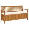 Storage Bench With Cushion 58.2" Solid Acacia Wood