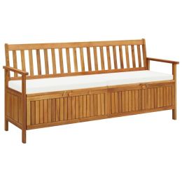 Storage Bench With Cushion 66.9" Solid Acacia Wood