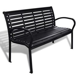 Garden Bench 49.2' Steel And Wpc Black