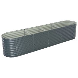 Garden Raised Bed 157.4"X31.4"X31.8" Galvanized Steel Gray