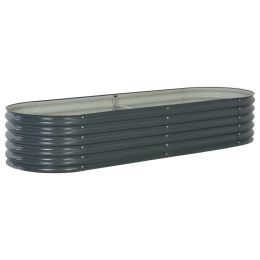Garden Raised Bed 94.4"X31.4"X17.3" Galvanized Steel Gray