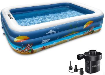 Inflatable Swimming Pool For Family, Funavo 100" X 71" X 22" Full-Sized Inflatable Kiddie Pools, Lounge Pool For Baby Toddlers Kids Adults, Outdoor Ba