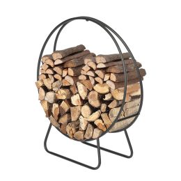 Artisasset Black Paint 40-Inch Round Indoor And Outdoor Iron Fireplace Firewood Stand Yj
