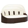 Outdoor Lounge Bed With Canopy Poly Rattan Brown