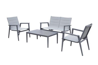 Modern Muse Aluminum Modern Coffee Table And Chair 4 Pcs Set