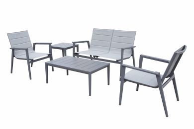 Modern Muse Aluminum Modern Coffee Table And Chair 5 Pcs Set