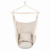 Hammock Chair Distinctive Cotton Canvas Hanging Rope Chair With Pillows Beige