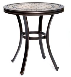Handmade Dining Table Contemporary Round A Tile-Top Design With Heavy-Duty Aluminum Frame 28" Dia X 28.6" Height