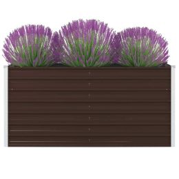 Raised Garden Bed 63"X31.5"X17.7" Galvanized Steel Brown