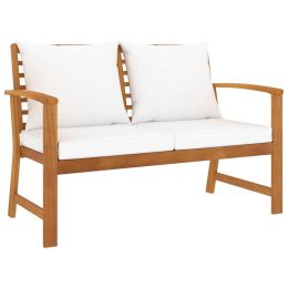 Garden Bench 47.2" With Cream Cushion Solid Acacia Wood