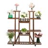 Rolling Plant Stand Shelf Indoor - 6 Tier Wood Plant Pots Shelves Tiered Flower Rack Holder Stand With Detachable Wheels For Multiple Plants Outdoor G