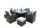 Direct Wicker 9-Piece Outdoor Pe Rattan Wicker Patio Dining Table Set Garden Outdoor Patio Furniture Set
