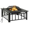 Garden Fire Pit With Poker 31.9"X31.9"X18.5" Xxl Steel