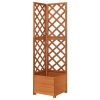 Corner Trellis Planter 15.7"X15.7"X59" Solid Fir Wood