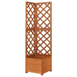 Corner Trellis Planter 15.7"X15.7"X59" Solid Fir Wood