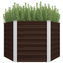 Garden Raised Bed Brown 50.8"X50.8"X30.3" Galvanized Steel