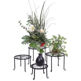 Metal Plant Stand 4 In 1 Potted Irons Planter Supports Floor Flower Pot Round Rack Display
