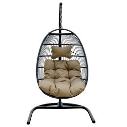 Pe Rattan Steel Pile Egg  Swing Chair Hammock Basket Single Swing Chair