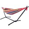 Free Sipping Hammock Set Steel Stand Outdoor Camping Hanging Swing Bed Stripe Yj