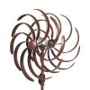 Solar Wind Spinner, Windmill Willow Leaves-Improved 360 Degrees Swivel Led Lighting Solar Powered Glass Ball With Kinetic Wind Spinner-Metal Sculpture